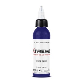 Xtreme Tattoo Ink, Versatile Medium Viscosity for Precision Tattooing, Rich Hue, Quick Healing, Acrylic-Free, Water Based, Highest Safety Stards - Ready-to-Use Tattoo Ink (Pure Blue, 2 oz)
