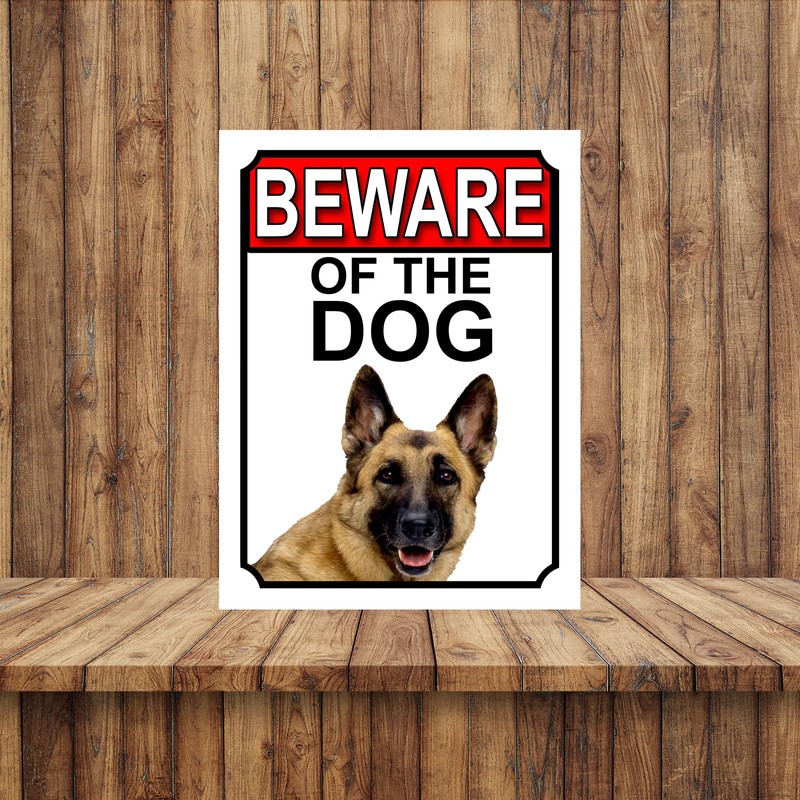 SHAWPRINT BEWARE OF THE DOG METAL GATE SIGN GERMAN SHEPHERD