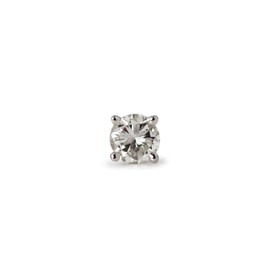 Diamond Wish 14k White Gold Round SINGLE Diamond Stud Earring (1/8cttw, J-K, I2-I3) 4-Prong Basket set with Push-back