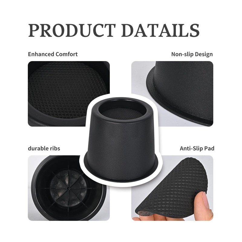 ZXBMS 4 Inch Bed Lifts Risers 4 Pack Black –