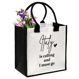 ONDTOM Italy Travel Gifts Bag, Italy Lover Gifts, Simple Modern Beach Bag, Birthday Christmas Retirement Gifts for Women, Reusable Grocery Shopping Bags-A23