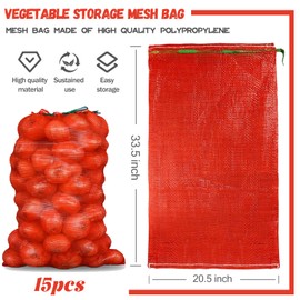 15 Pack Onion Bag, 20.5"×33.5" Breathable Mesh Produce Bags Drawstring Onion Storage For Potato, Onion, Carrots, Walnuts, Fruits Fresh Packaging Supplies