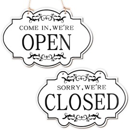 AIEX Open Closed Sign, Double-Sided Reversible Come In We Have Opened and Sorry We Have Closed Sign Shop Sign Hanging Sign for Restaurant Club Cafe (30 x 20 cm)
