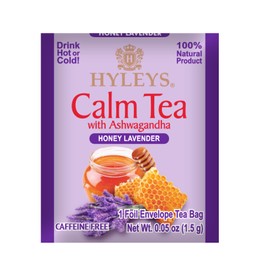 Hyleys Calm Tea with Ashwagandha - Lavender & Honey Flavor - Caffeine-Free, Herbal Tea - 25 Tea Bags - Sleepy Chamomile Bedtime Blend: Natural Herbal Tea for Deep Relaxation & Restful Sleep