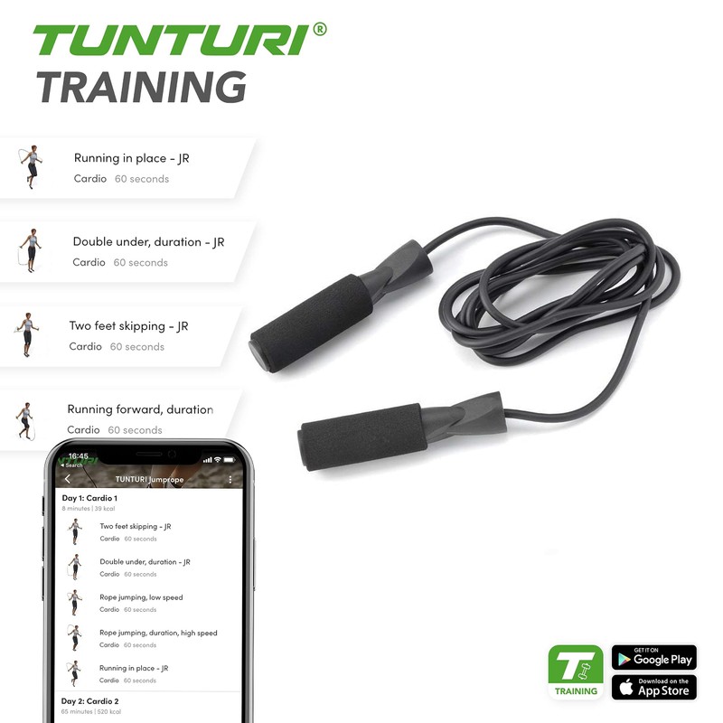 Tunturi Unisex Speed Jump Rope with Tubing, Grey, 20 x