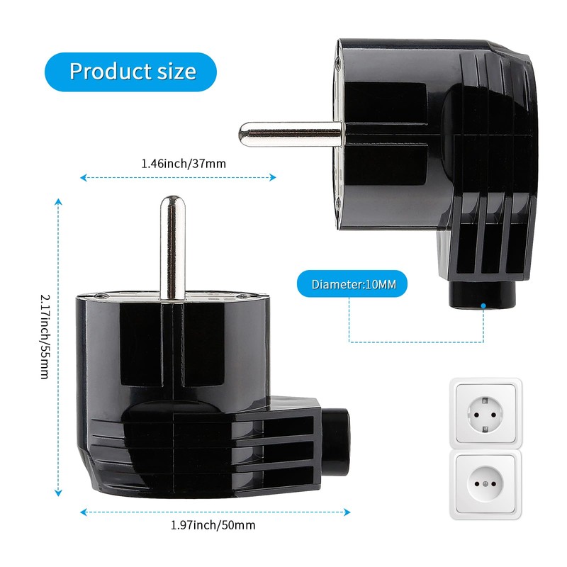 Schuko plug, power plug with strain relief, earthing contact plug