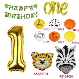 ZWWsullo Balloons Birthday Boy 1 Birthday Boy Decoration 1st Birthday 1 Birthday Boy Jungle Birthday Decoration 1st Birthday Boy Decoration Green Balloons Safari Animal Foil Balloons