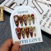 TENPAL Imperial Bridal Press On Nails Long Stiletto,Phoenix Vermeil Ruby