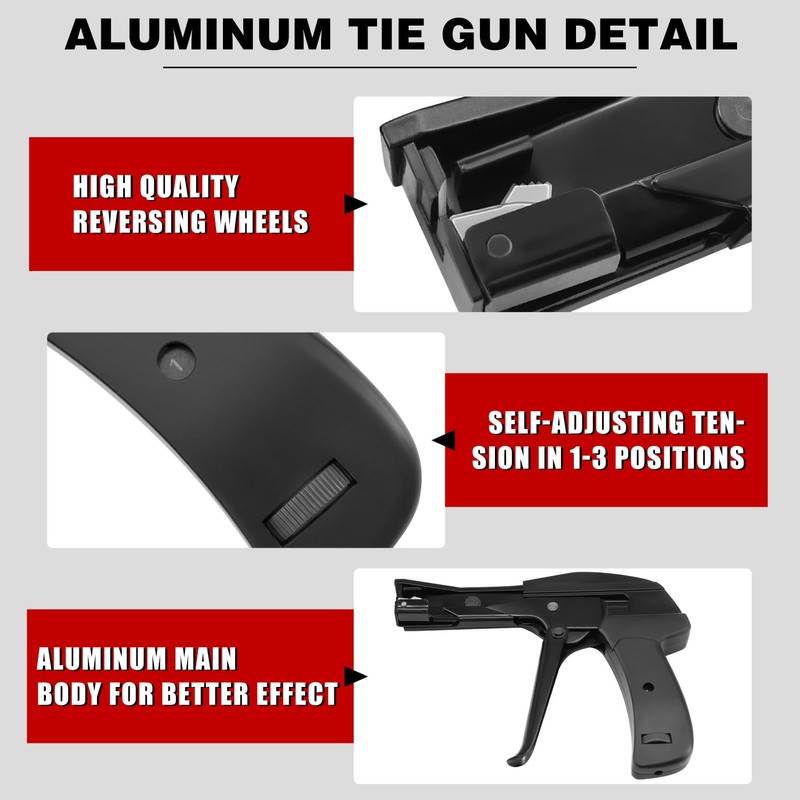 Cable Tie Gun for 1.8-6.5mm Nylon Ties | Wider Range