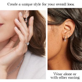 XOEMEL Earrings 925 Silver for Women Hoop Earrings Silver 925 Small with Zirconia Earrings Heart Hanging Hypoallergenic Mini Hoop Earrings Gold for Women, Sterling Silver