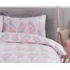 MyHome Geometric Single Duvet Quilt Cover Bedding Set Pink/Grey, 1x