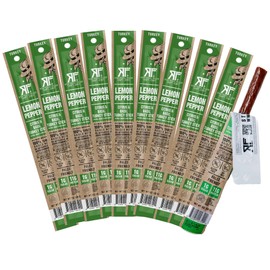 Righteous Felon Jerky Meat Sticks | High Protein, Low Carb, Keto, Gluten Free, Low Sugar, Healthy Snack Stick | All Natural, Individually Wrapped (Lemon Pepper - 10 Pack)