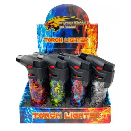 12 Pack Jumbo 4" Single Jet Flame Torch Gun Lighter Refillable Lockable Skull