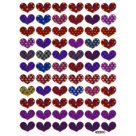 Hearts Love Love Colourful Sticker Set 66 Pieces 1 Sheet 135 mm x 100 mm Sticker Craft Party Metallic Look