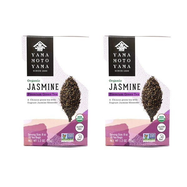 Yamamotoyama Organic Jasmine Premium Green Tea (2 Pack, Total of 16oz)