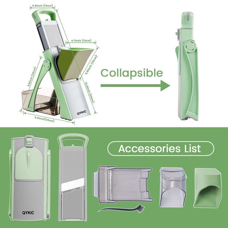 QYKIC Upgrade Safe Mandoline Slicer for Kitchen, Chopper Vegetable Cutter,
