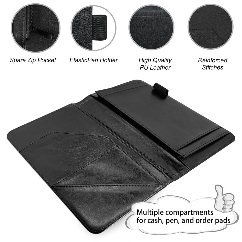 Server Book for Waitress – PU Leather Cute Server Organizer