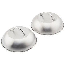 Mallez 9 Inch Cheese Melting Dome, 2 Pieces Stainless Steel Burger Cover with Handle, Round Basting Cover for BBQ, Flat Top Griddle Grill, Steak, Cheese, Teppanyaki etc.