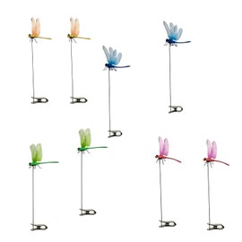 Yharnamite 8 Pcs Fake Dragonfly Clips, Fake Dragonfly Rod Clip Artificial Dragonfly Clips for Outdoors, Outdoor Simulation Dragonfly Clip for Patio Garden Decoration