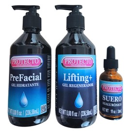 Protecto Professional Kit Facial Aesthetic con Aloe Vera e Ácido Hialurónico, Prefacial Humectante, Facial Regenerador, Suero Concentrado, Compatible con Microcorriente