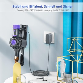 VUOHOEG Ladekabel Dyson V8 Ladeger?t 26.1V Netzteil f1r Dyson V8 V7 V6 DC58 DC59 DC60 DC61 DC72 SV03 SV04 SV05 SV06 SV09 SV10 SV11 Absolute Fluffy Motorhead Animal Cordless Vacuum Cleaner Staubsauger Adapter