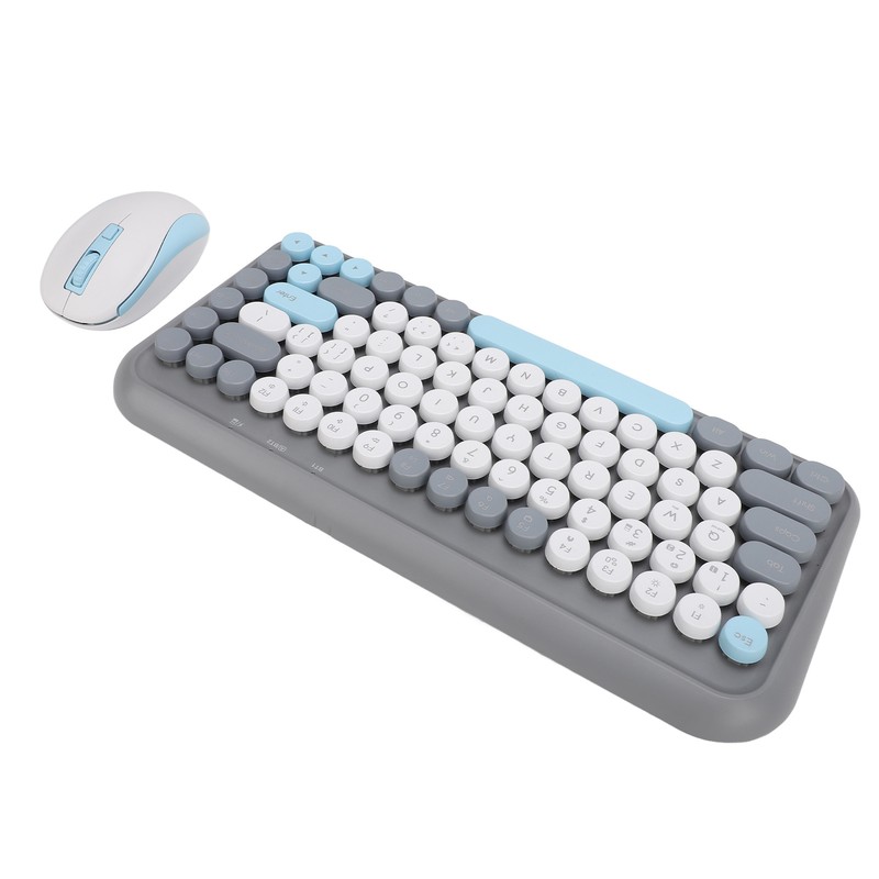 Wireless Keyboard and Mouse Combo 2.4G and Bluetooth Quiet Round