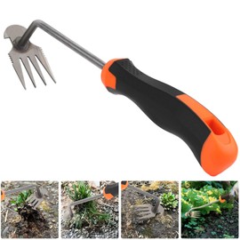 MOKIDO Weed Remover Device, Gardening Hand Weed Cutter, Weed Cutter with Handle, Garden Tool, Weed Remover Device, 4 Teeth Garden Claw, Outdoor Garden Tools