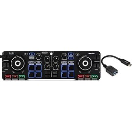 Hercules DJControl Starlight Portable 2-Channel DJ Controller with USB-C to USB-A Adapter - Compact and Lightweight DJ Controller for Beginners and Pros, Perfect for Mixing and Scratching