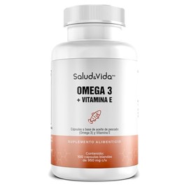 Omega 3 con Vitamina E 200mg EPA y 100mg DHA | 1 al día | 100 Cápsulas | S&V | Ácidos Grasos Esenciales y Naturales | Sin Gluten y Sin OMG.