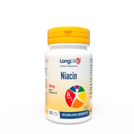 LongLife® Niacin | Vitamina B3 | Metabolismo energetico | Stanchezza e affaticamento | Benessere di pelle e mucose | 200 giorni di trattamento | Vegano e senza glutine