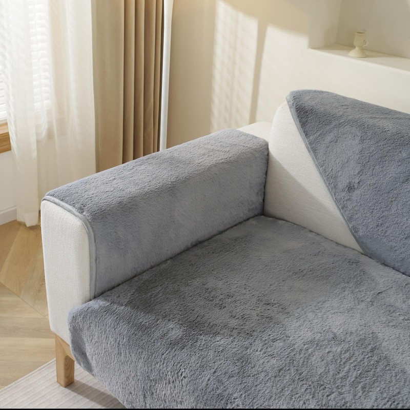 asskanaer Thickened Rabbit Plush Sofa Cover 1 2 3 4