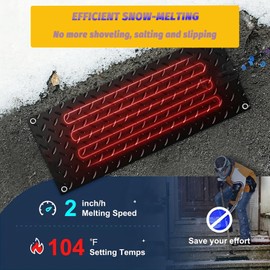 ANSIKE Heated Snow Melting Mats for walkways Stairs- Outdoor Heated Mats- Non-Slip Electric Heated Foot Mats for Winter Snow Removal- Heated Snow Melting Mat for Stairs garages Driveway (10in x 30in)