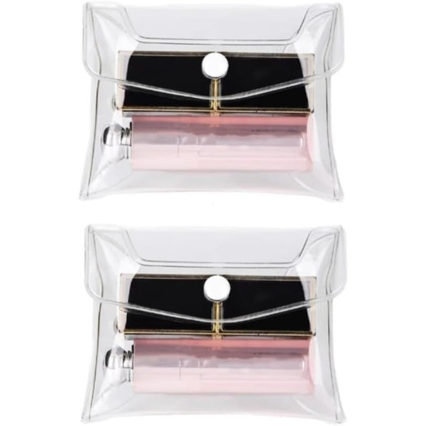 2Pcs Transparent Mini PVC Makeup Bag Small Clear Plastic Cosmetic