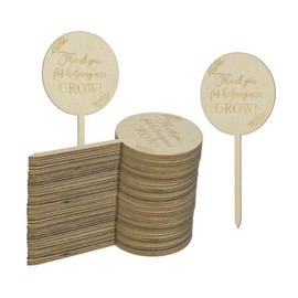 M METERXITY 40-Pack Thank You for Helping Me Grow Plant Labels, 4"x1.7"x0.08"(LxWxT) Round Wooden Plant Stakes Labels, Nursery Garden Labels for Garden Potted Plants/Thanksgiving Supplies