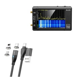 BoxWave Cable Compatible with Seesii Portable TinySA Spectrum Analyzer - MagnetoSnap PD AllCharge Cable (100W), Magnet Charging Braided USB Type-C Micro - Jet Black