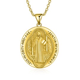 HELORET Saint Benedict Pendant Necklace St Benedict Medal Necklace San Benito Medalla, St Benedict Jewelry Gifts for Men Women