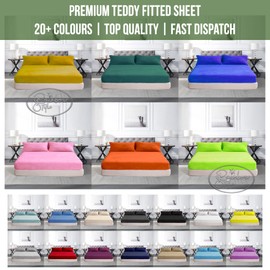 Teddy Fleece Plain Fitted Sheet Cosy & Warm Soft Fleece Extra Deep 30cm Teal Fitted Bed Sheet King 150cm x 200cm + 30cm Approximate