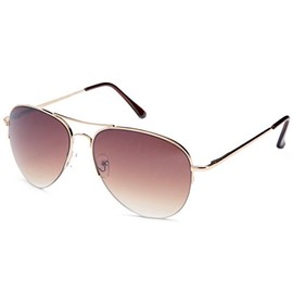 Newbee Fashion - "Dan" Metal Classic Spring Temple Hinge Half Frame Aviator Sunglasses