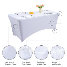 FUANGUI Spandex Rectangle Fitted Tablecloth,6FT Rectangular Fitted Table Cloth Washable and Wrinkle Resistant Rectangular Patio Table Cover Table Protector for Party,Christmas,Thanksgiving,Banquet