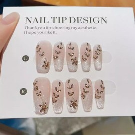 [Overseas] Nail Art Handmade Padded Suit Cat Eye Jinyue Guangxinghe Factory Direct Summer Fall New Simple and Stylish XS/(D19) Golden Moonlight Star River Short Ladder 4ea