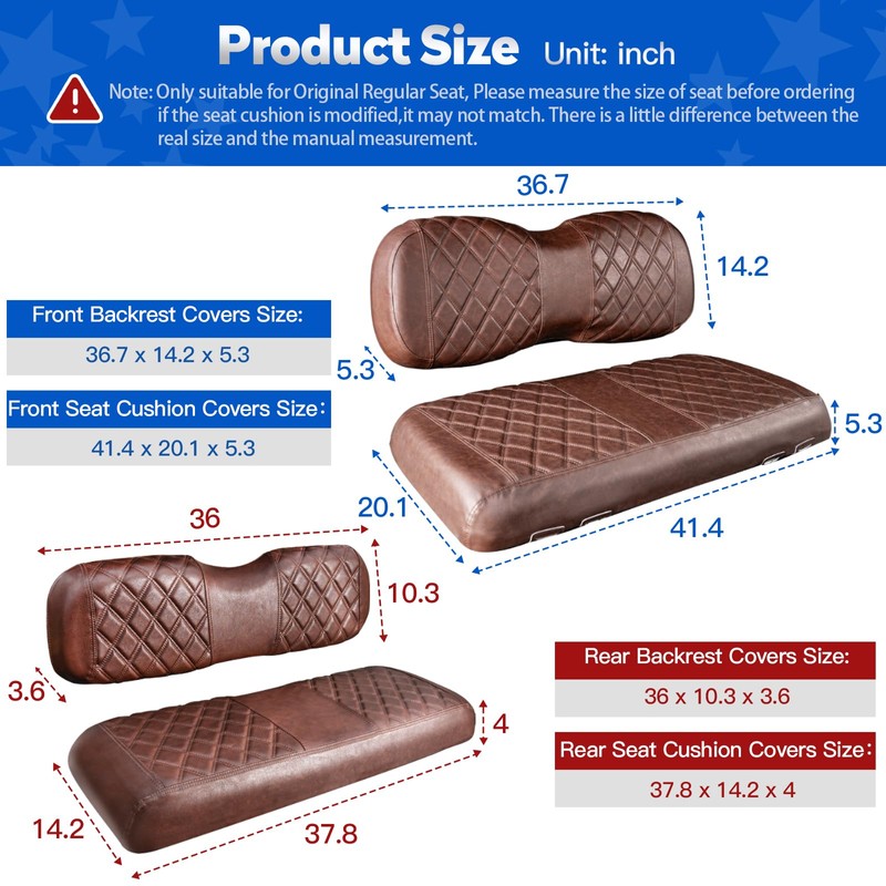 NOKINS 4PCS Golf Cart Seat Covers Kit, Front and Rear