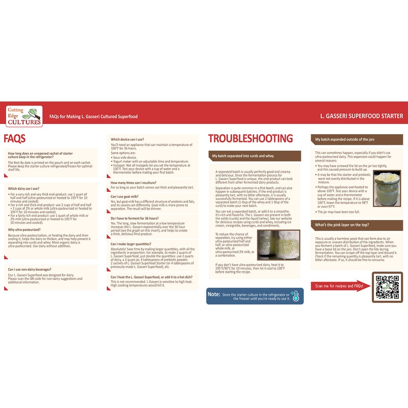 L. Gasseri SuperFood Starter Culture ProBiotic Cultured Dairy Low And