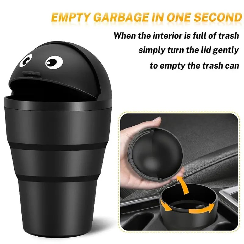Aimall 3-Pack Portable Car Trash Bins, Compact Cup-Shaped Design, Cute