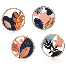 Pack of 4 Wall Decoration Boho Wall Decoration Wooden Round Wall Decoration Living Room Rustic Wall Decoration Art for Bedroom Dining Room Decorations