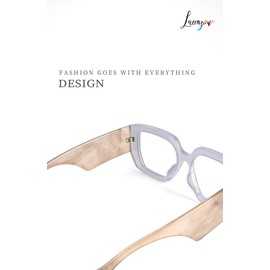 Laemzinv Oversized Square Blue Light Glasses for Women, Large Thick Frame Reading Blocker, Big Reader for Computer Eyewear and Gaming Glasses LA022 (A15 | BLUE)