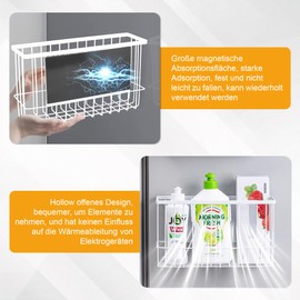 ohbien Magnetic Shelf for Storage Space Tumble Dryer, Magnetic Basket Dryer Ball Holder, Washing Ball Holder for Washing Machine, Kitchen Organisation, Fridge, Bathroom, White, Maximum Load 5 kg