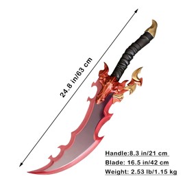 COSWOR 24.8" Anime All Metal Demon King Baran's Sword of Jinwoo with Display Stand for Collection, Cosplay-Dragon Version