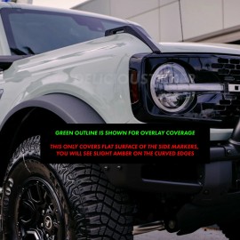 Deliciousticker For 21-25 Bronco Smoke Front Side Markers & 3rd Brake PreCut Tint Overlay Vinyl