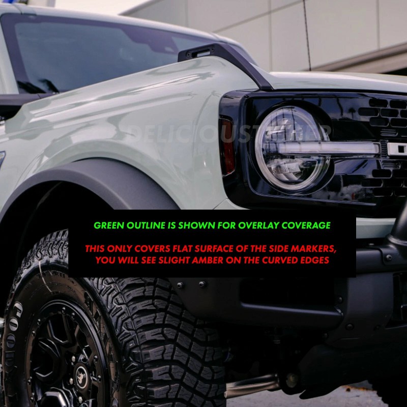 Deliciousticker For 21-25 Bronco Smoke Front Side Markers & 3rd
