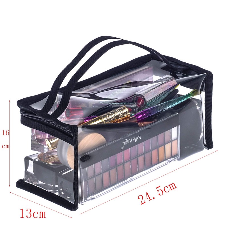 Pequeña bolsa rectangular de PVC transparente para maquillaje, organizador de